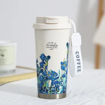 New Ins Girls Custom 17oz 500ml Portable Double Wall Thermos Coffee Mug Stainless Steel Vacuum Insulated Tumbler with Straw