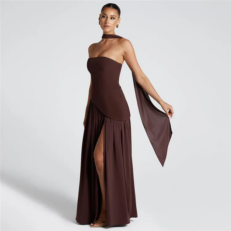 Hot New Spring Summer Models Sexy Backless Bust Slim Dress Open Fluttering Long Dresses