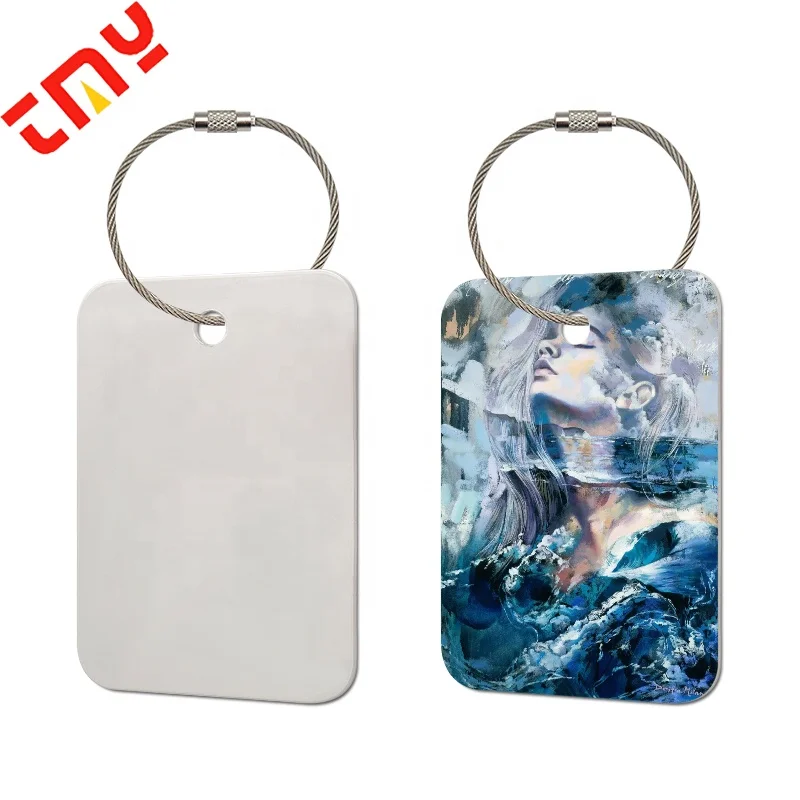 Оптовая продажа водонепроницаемая белая двухсторонняя металлическая бирка с принтом сублимационная алюминиевая дорожная для багажа