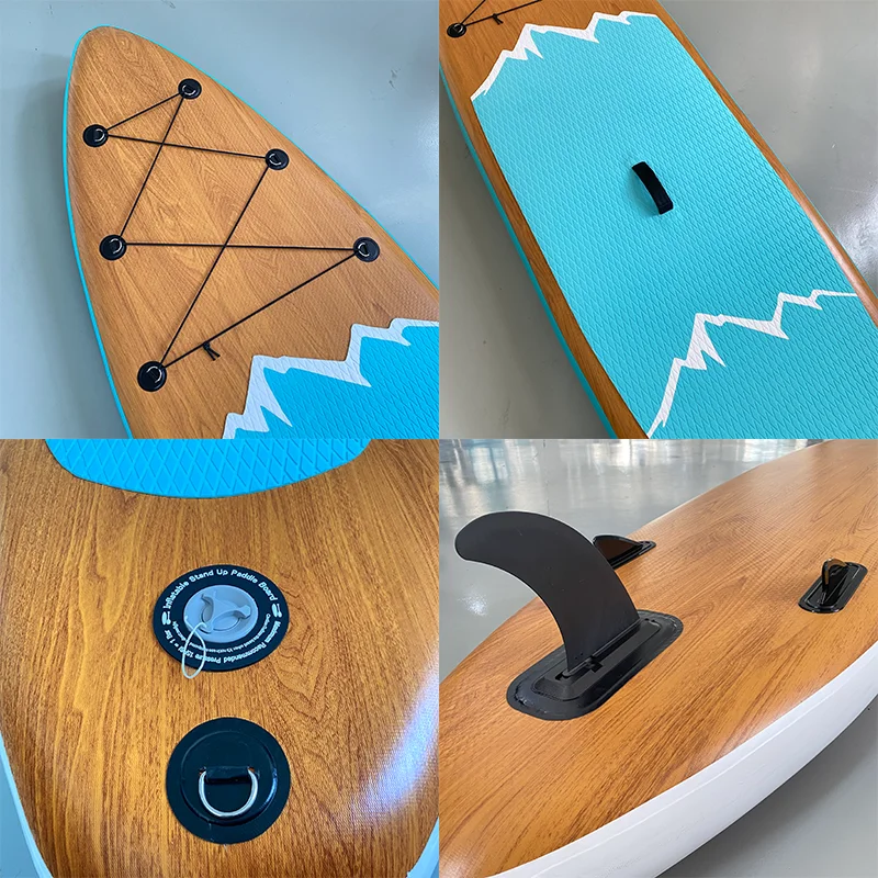 Geetone 69usd Wood Paddle Board Inflatable 10'6ft Wooden Nylon Fabric