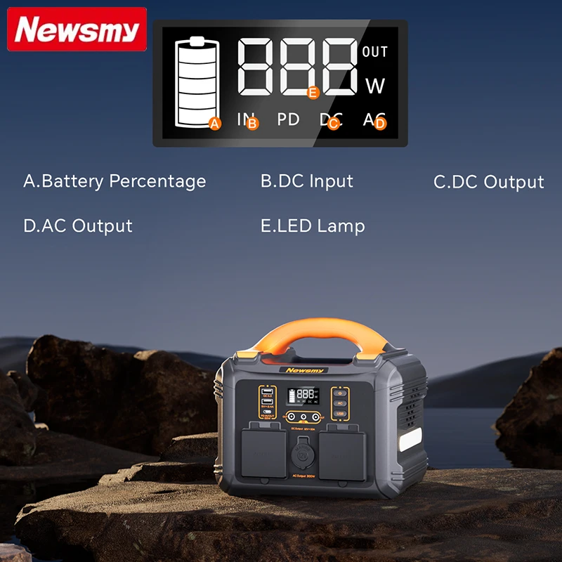 Newsmy 300W Lithium Battery - Portable Power for Camping