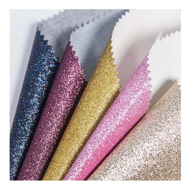 Factory Direct Shimmer 0.5 mm Vegan PU Shiny Shoe Material Faux Artificial Synthetic Leather Glitter Fabric for Shoe Bags Bows