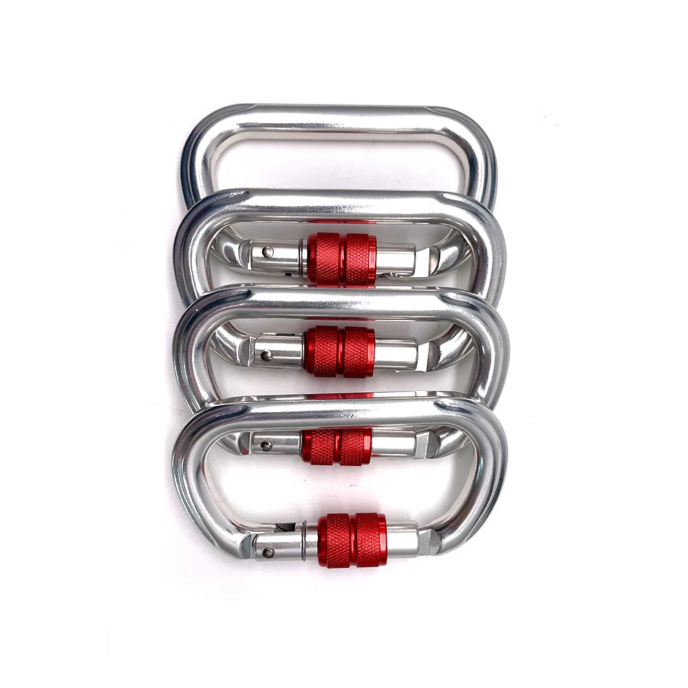 25KN Wholesale Heavy Duty 7075 Aluminium D Shape Flat Safety Snap Hook Custom Climbing 25KN Carabiner