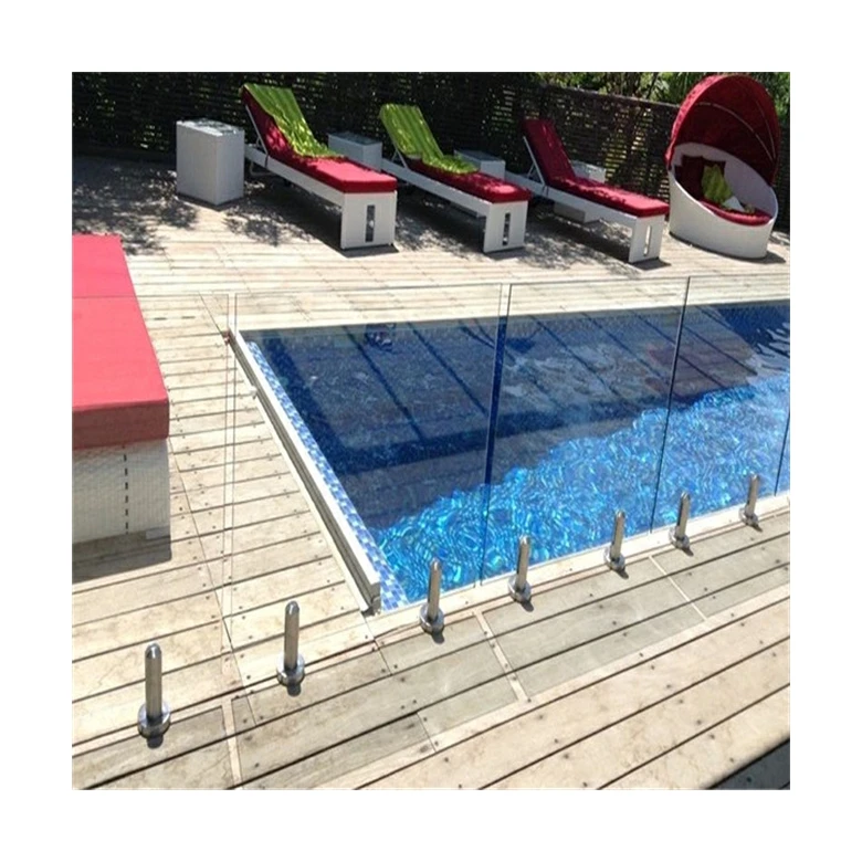 Prima Swimming Pool Fence Safety Tempered Laminated Glass Railing 8.38mm 10.38mm With Stainless Steel Spigots Railing Parapet