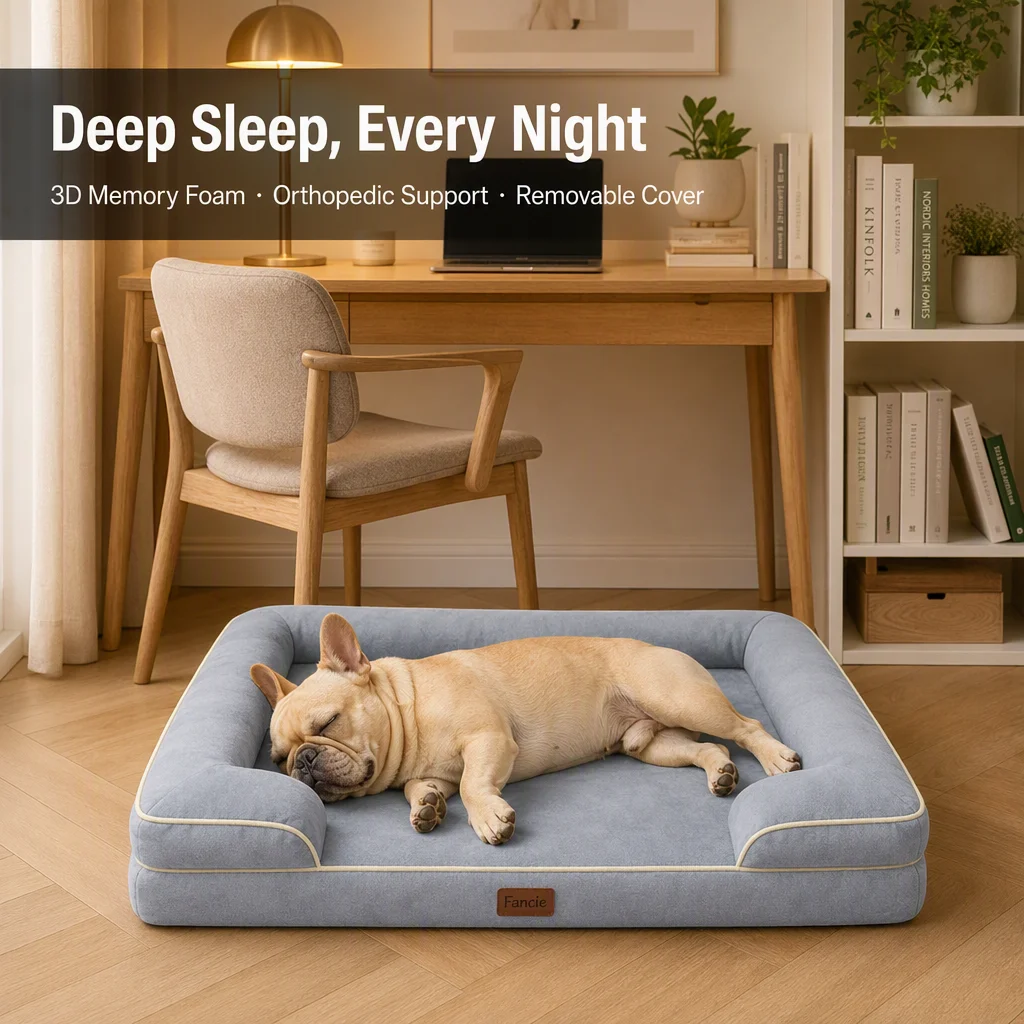 Faux Suede Rectangle Orthopedic Dog Bed — Product details 3