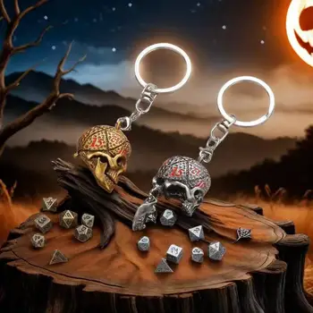Skull Keychain with Mini 6mm Dice  Dragon Collection Polyhedral Set for DND RPG Tabletop Games  Dice Storage & Accessory