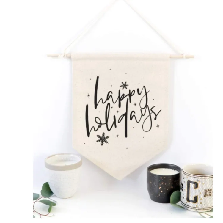 Пользовательский логотип сублимированный принт простой хлопчатобумажный холст висящий на стену баннер флаг