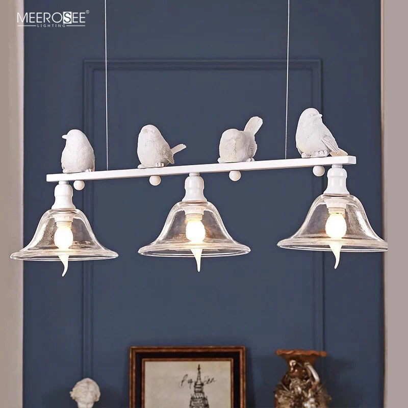 Meerosee Cheap Price Pendant lamp with Resin Birds Suspension Lighs for Dinning Table Kitchen Bar MD86785