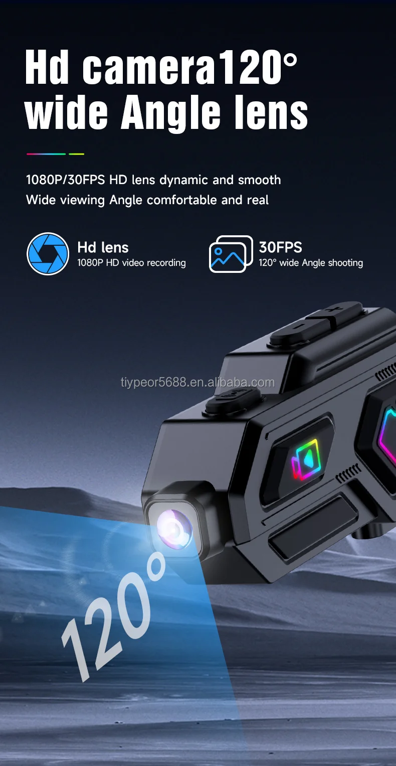 product tiypeor bluetooth hd camera recorder rgb colors motorcycle tf card fm radio 360 rotatable tape light motorcycle helmet headset-4