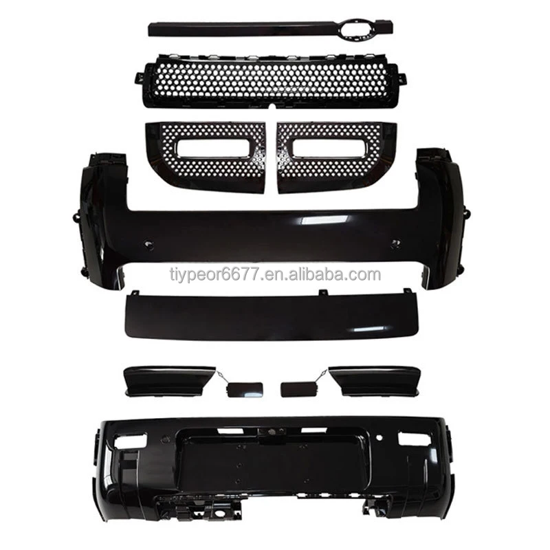 product tiypeor front bumper kit body kits fit for land rover defender  2020   2025 auto upgrade style grill fog lamp hole-3