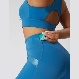 Best Selling Solid Color Women Elastic Side Loop Hanging Towel Quick Dry Leggings De Yoga for Autumn Outdoor Sports Training