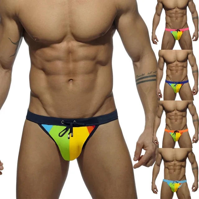 2023 New Hot Sale Men Briefs Shorts Triangle Low Waist Beach Surf Board Swim Trunks Swimsuit Sexy Bikini Swimwear For Men