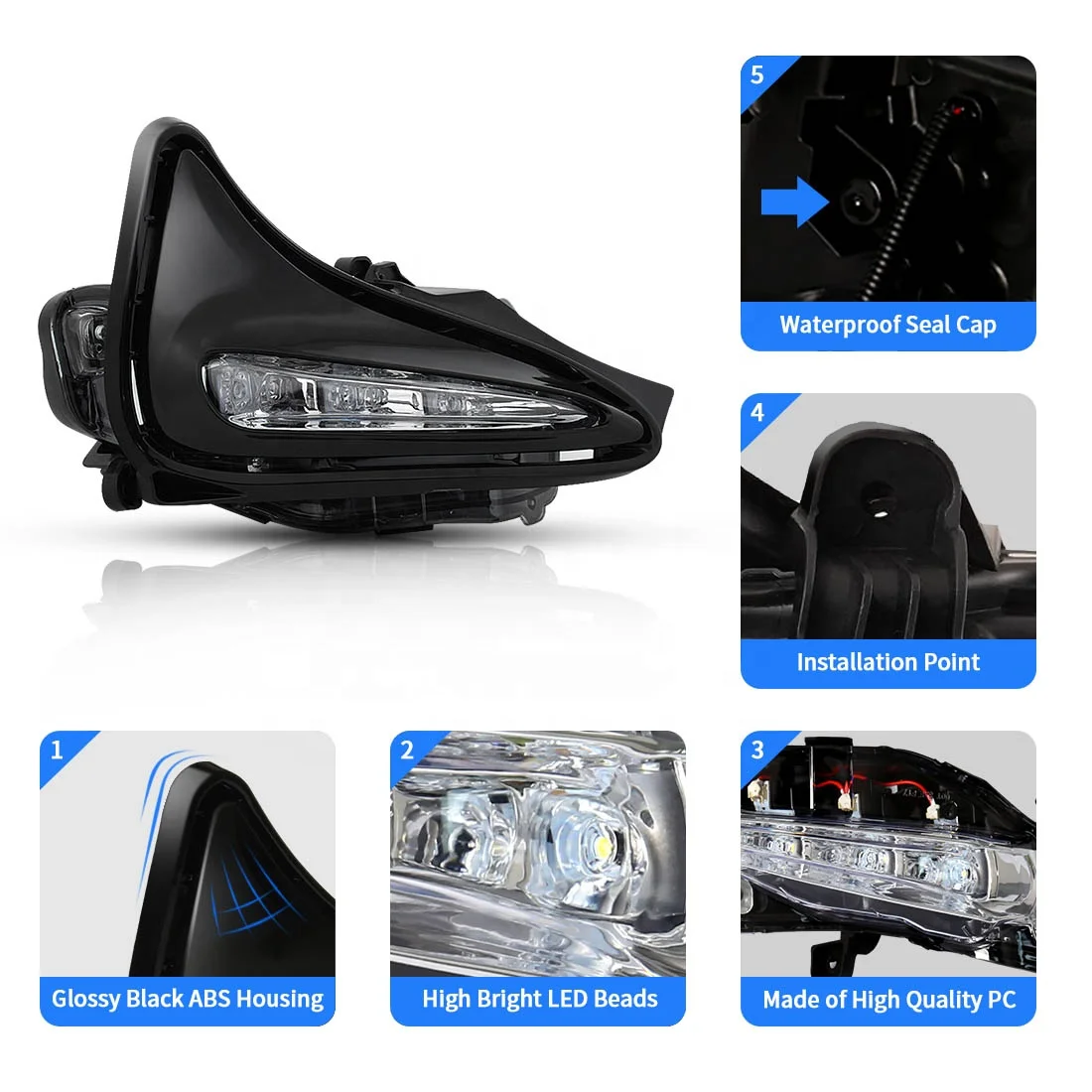 Waterproof Auto Part LED Fog Lamp Replacement Daytime Running Lights DRL for Toyota Corolla US Type 2017 2018 2019