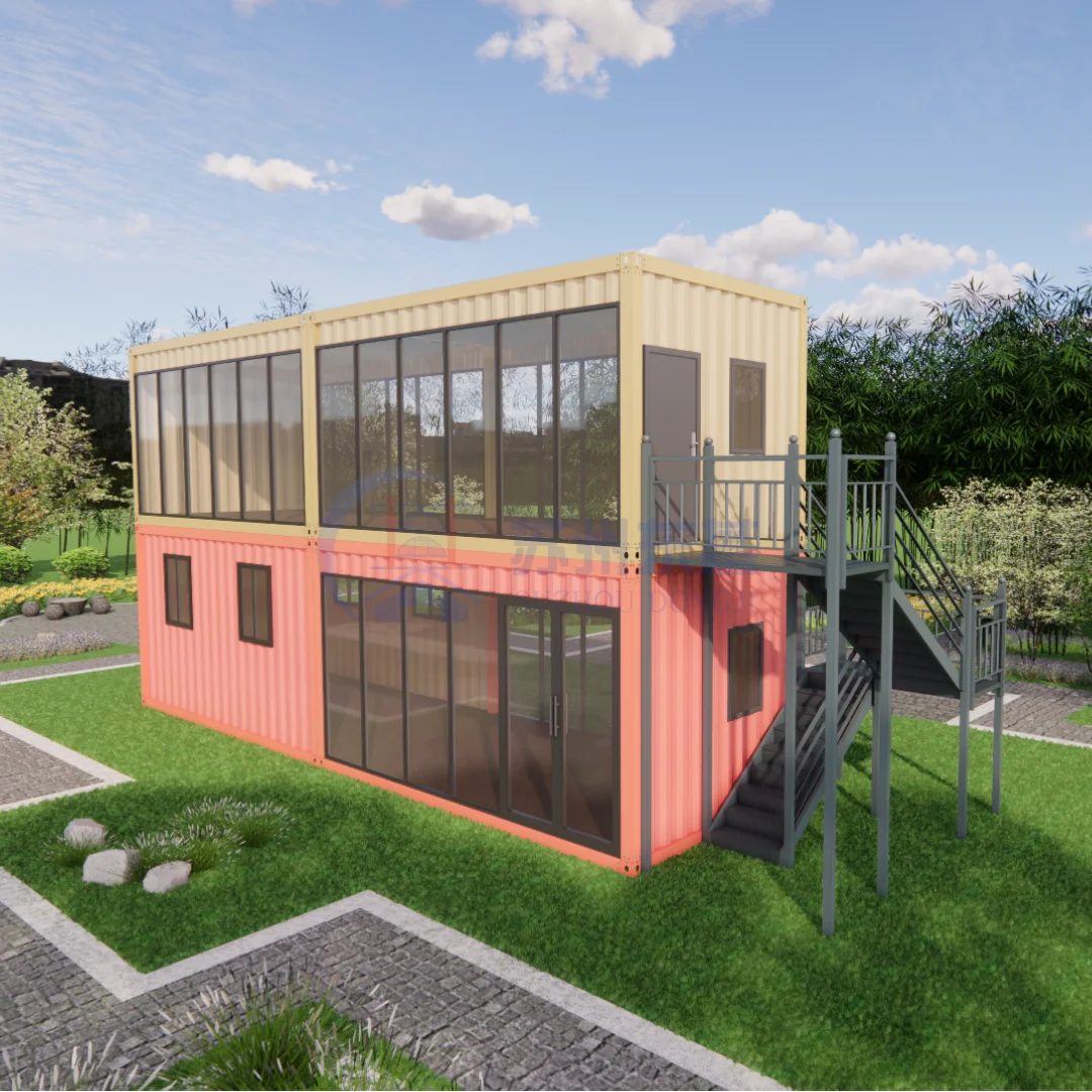 منزل حاويات جاهز من الصلب المموج، مبيعات مصنع حاويات شحن معيارية متنقلة للاستخدام في مقهى أو فندق أو فيلا