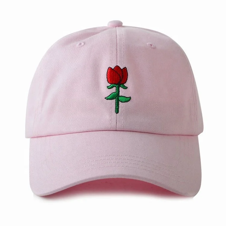 Custom Logo 6 Panel Pink Blank Washed 