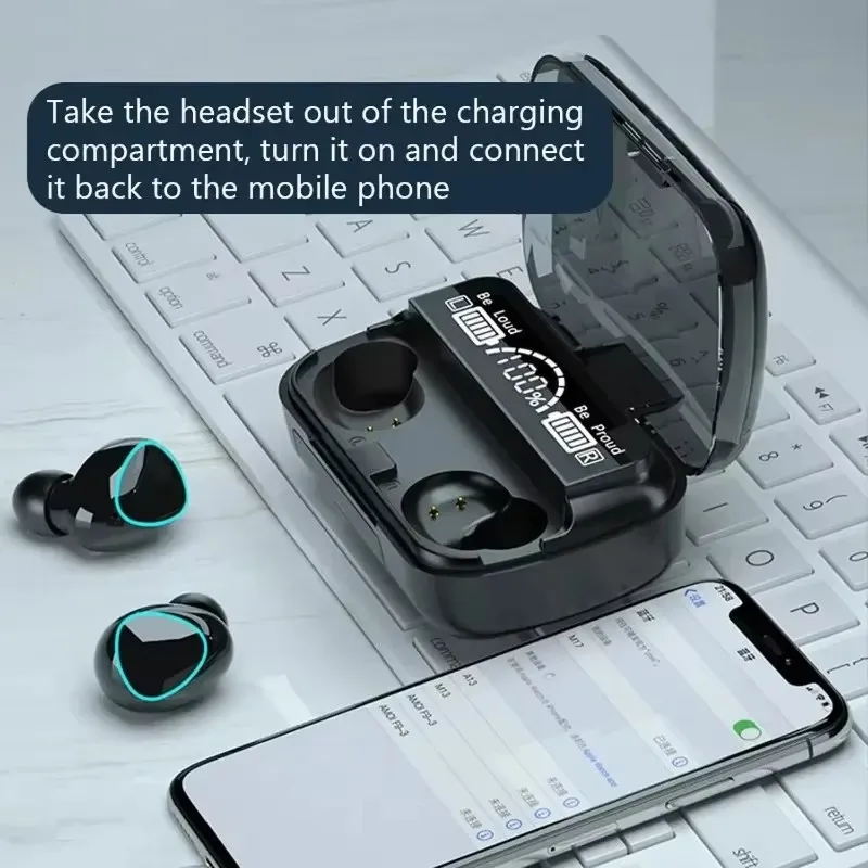 M10 TWS Wireless Blue Tooth Headset with Charging Case Noise Cancelling Earbuds with Mic Wireless Headphones Bluetooth Earphones