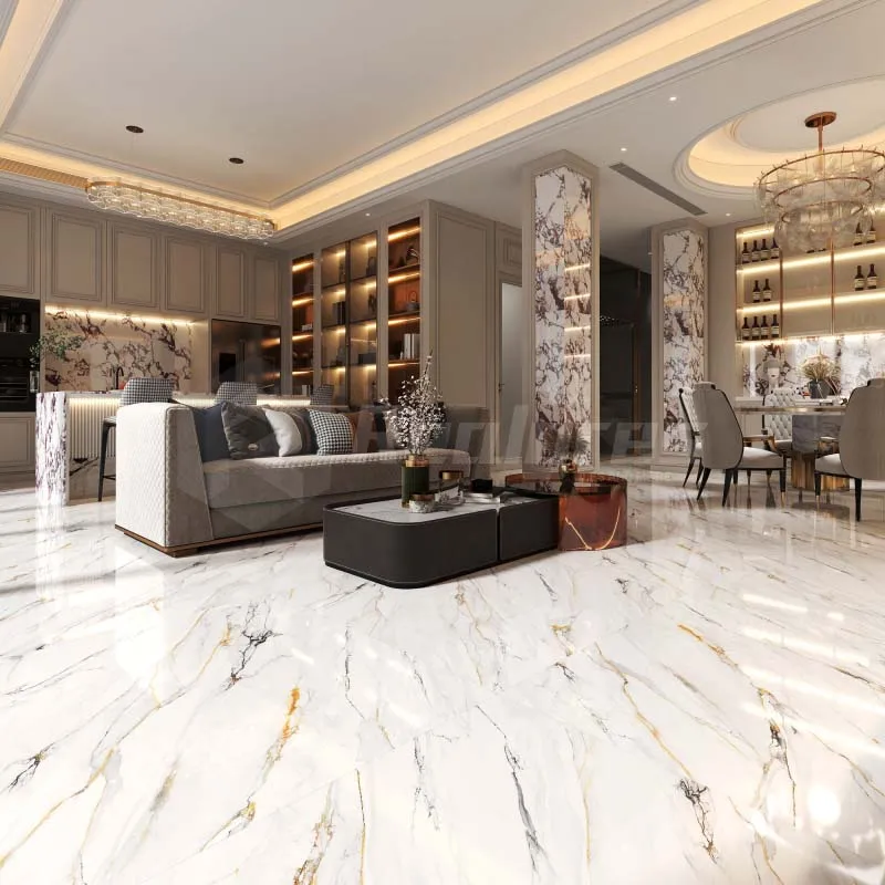 Image showcasing Luxury Large Format Porcelain Tile Glossy Sintered Stone 1200x1200 ...