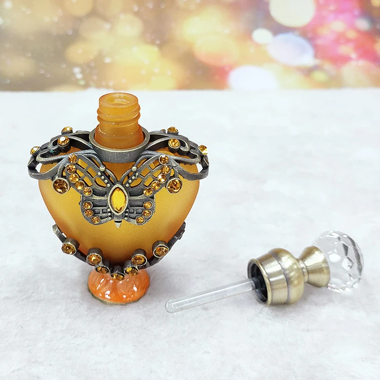 10ml Unique Arabic Style Metal Essential Oil Attar Perfume Glass Bottles with Glass Stick