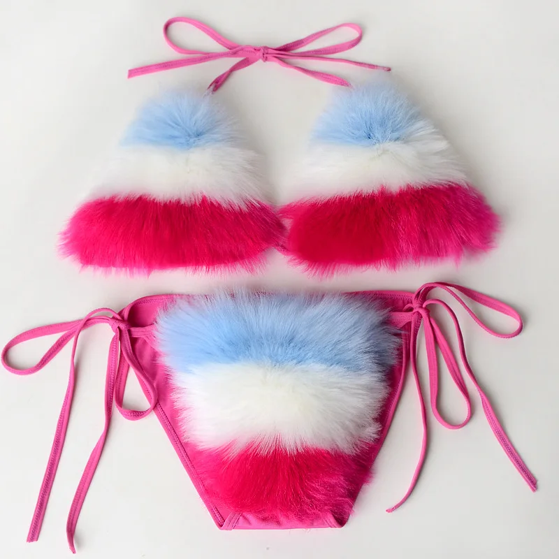 Hot Sale Fluffy Women Fur Bra