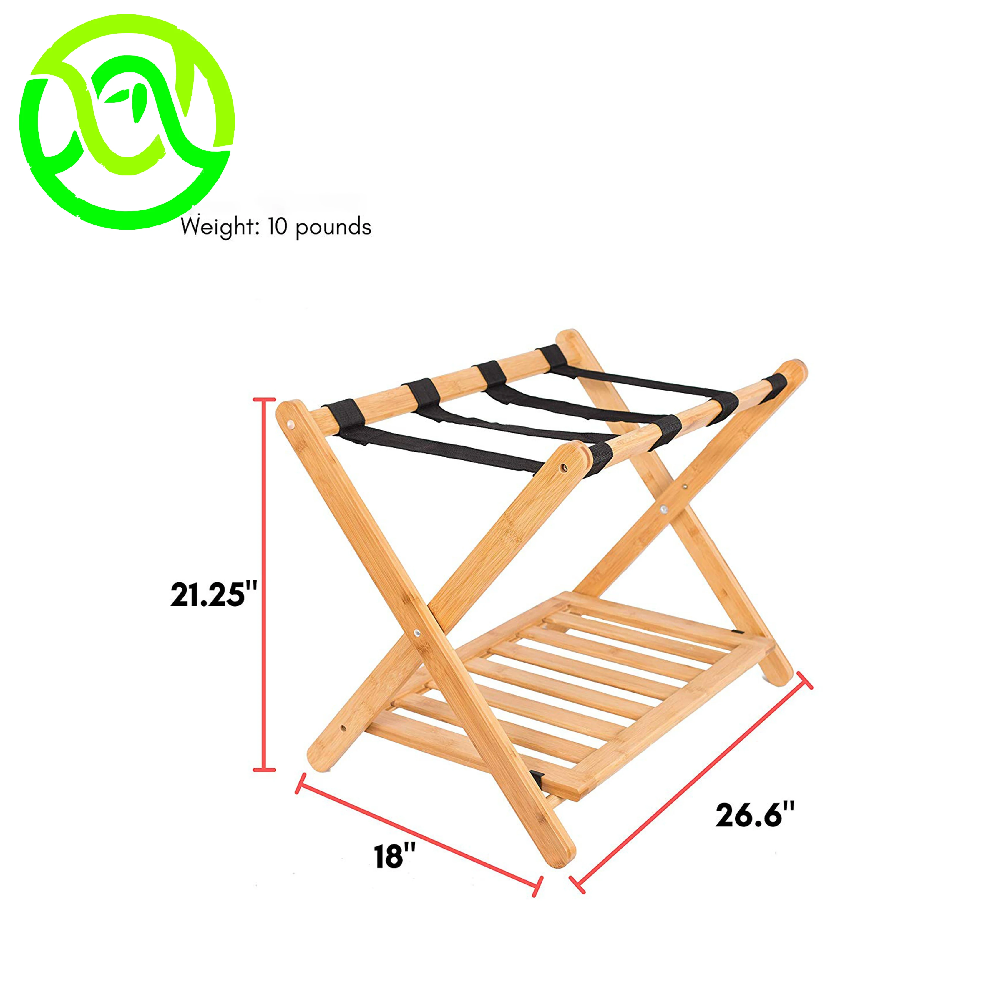Домашняя устойчивая Прочная Складная вешалка для багажа из натурального бамбука с полкой для обуви