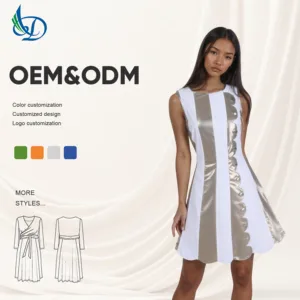 2026 European American Women's Office Commuter Midi Woven Button Simple Fashion Elegant Asymmetric Collar Sling Straight Print