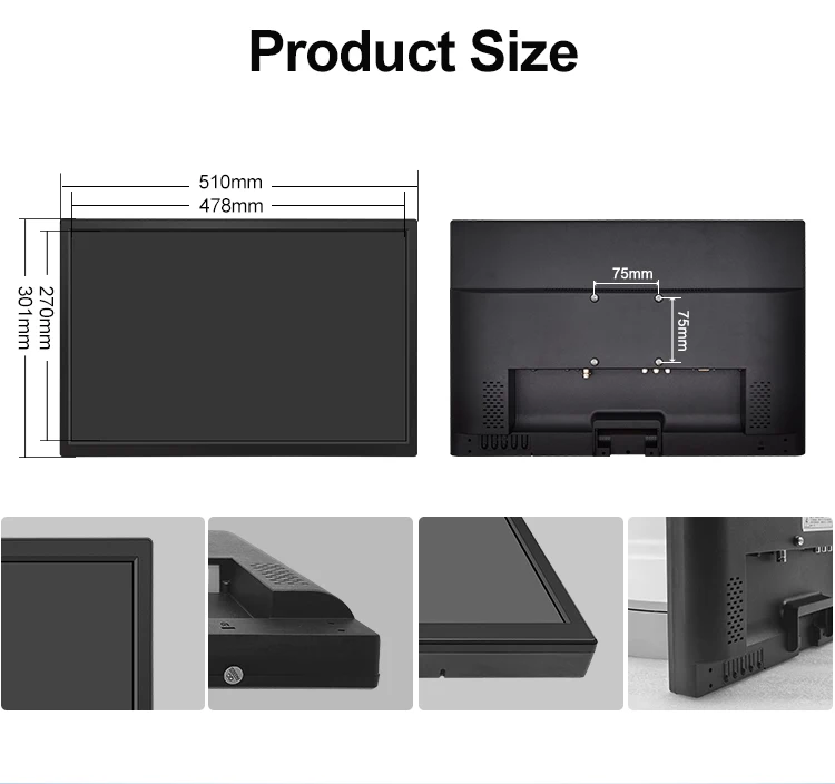 21.5 Inch 1920*1080 HD-MI VGA AV BNC USB Wide Screen Plastic TFT VESA Wall Mounted Industrial Lcd Monitor