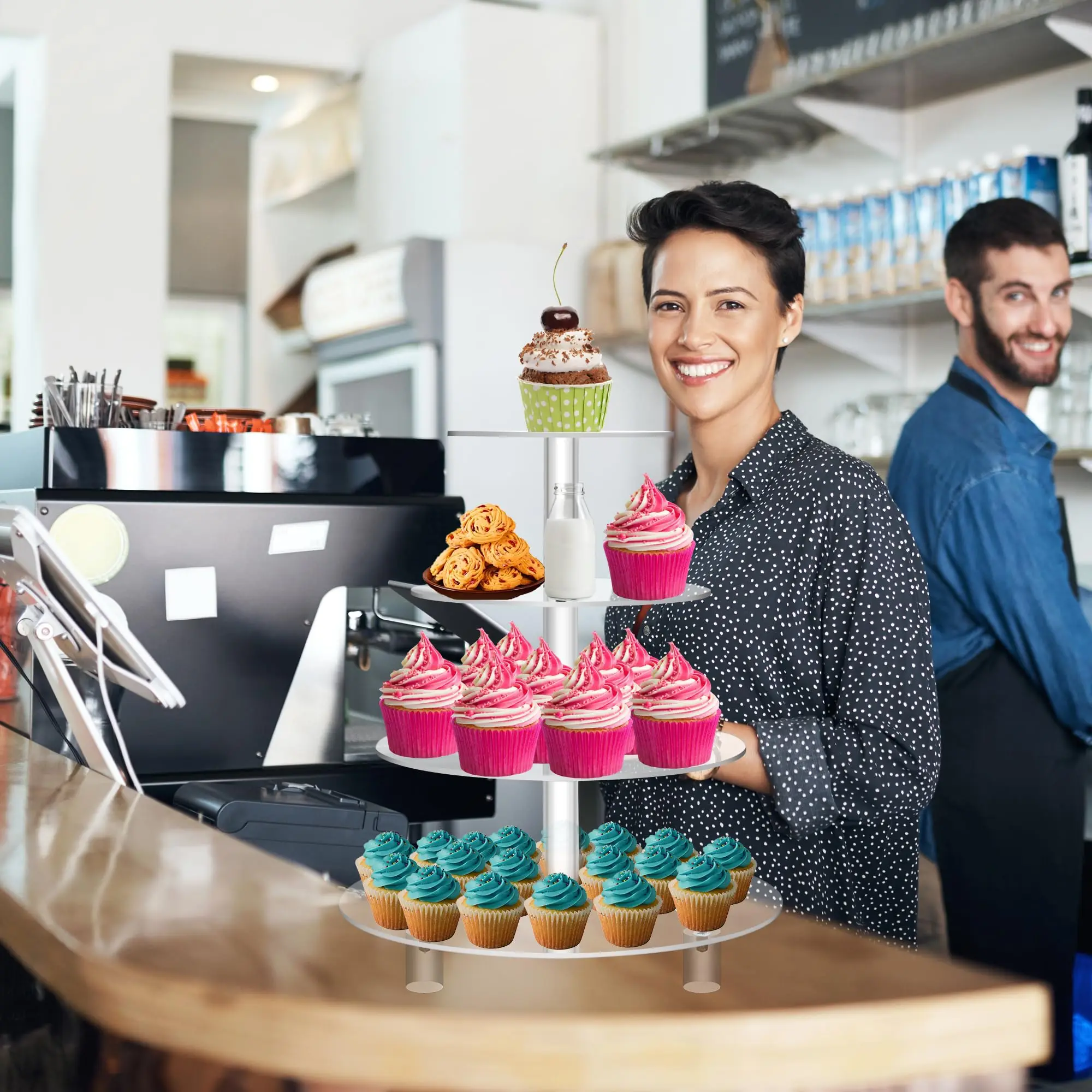 4 Tier Acrylic Round Cake Stand Cupcake Stand Dessert Tower Tea Party Serving Platter, Cupcake Tree Wedding Party Décor factory