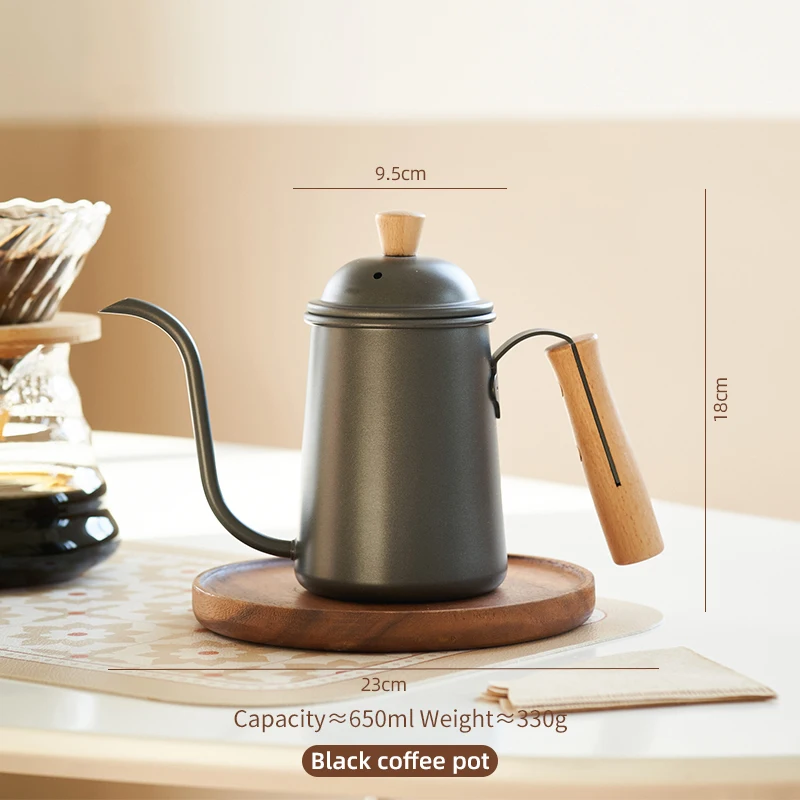 Siyue Black 650ml Kitchen Barista Tools Stainless Steel Coffee Pot