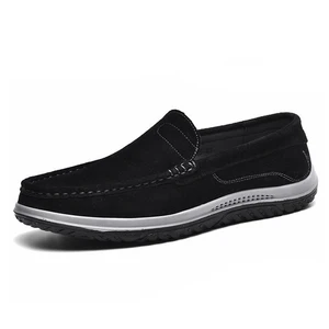 New Fashionable Flat Shoes Men's Loafers Genuine Leather Casual Walking Anti-slip Formal Shoes