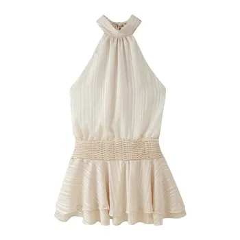 2025 Spring Women Dress Short Apricot Bow-neck Sleeveless Dresses Female New Sexy Elegant Trendy Casual Ladies Clothes