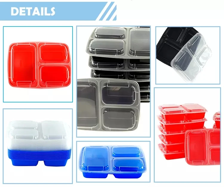 China 9″ x 9″ 3-Compartment Disposable Takeaway Food Containers Wholesale  Clamshell Lunch Box With Lids Manufacture and Factory