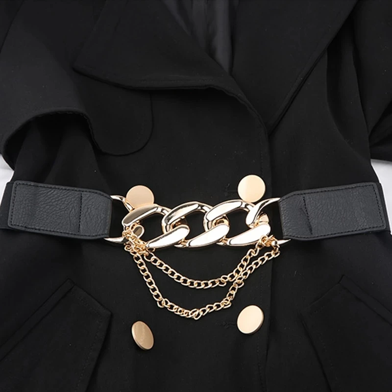 Gold Chain Belt Womens Fashionable Elastic Corset Belt