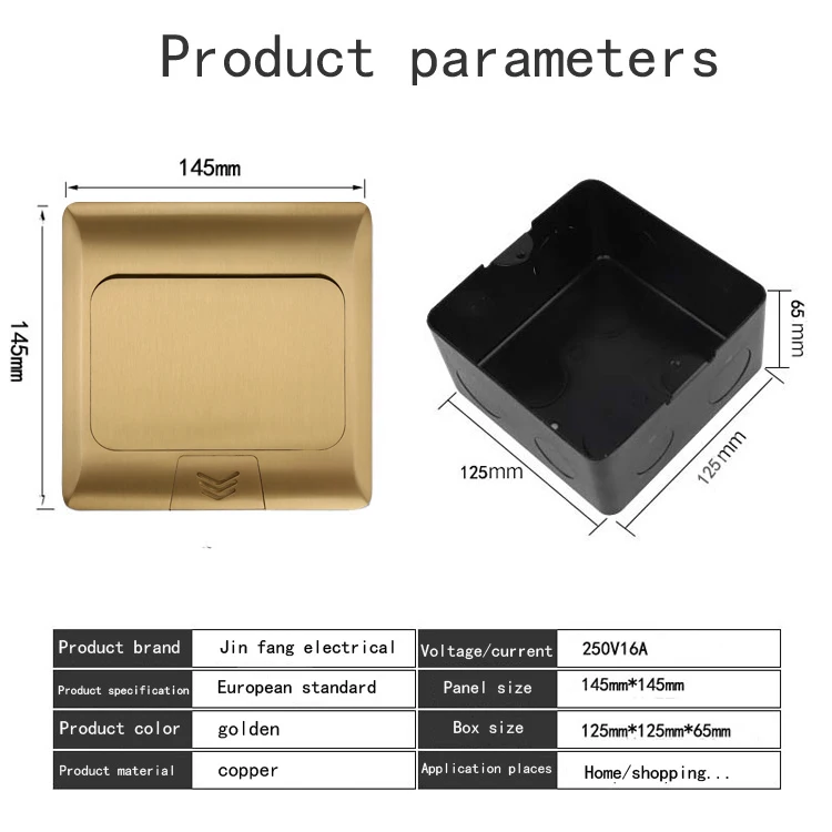 Factory Embedded Hidden Power Socket Home Gold Copper Pop-up Floor Socket Two Universal Multifunction Three-Hole Floor Sockets