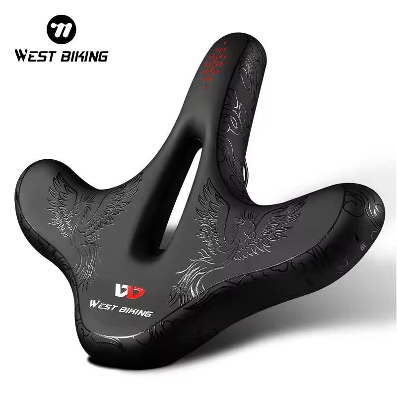 Велосипедное седло WEST BIKING удобное широкое эластичное водонепроницаемое из искусственной кожи для езды на горном велосипеде