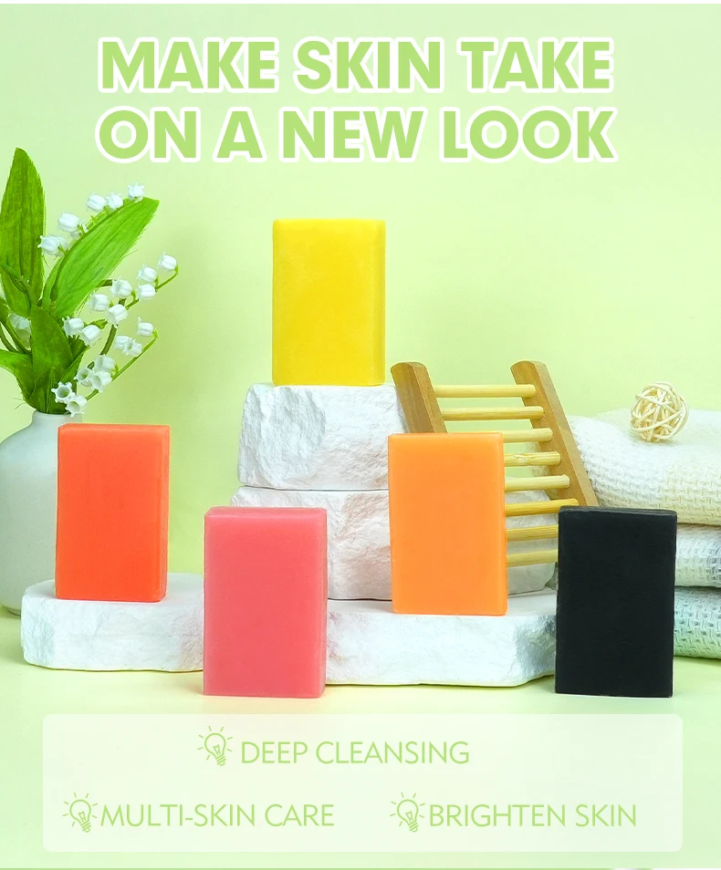 Savon essentiel pour le corps au charbon de bambou biologique, Niacinamide, nettoyage en profondeur, réparation de la peau, éclaircissant, contrôle de l'huile, savon noir africain