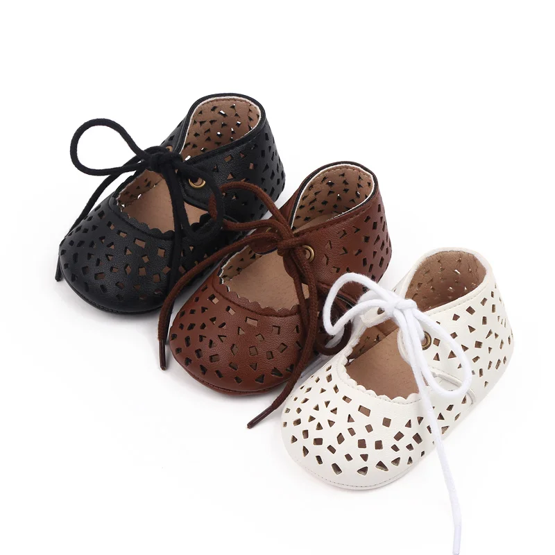 Hollow Breathable Design Summer New Girls Leather Shoes