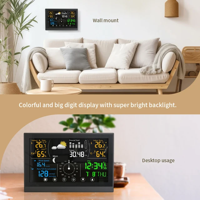 Digital Multifunctional Weather Station with Wind and Rain High Arruracy Date Logger Temperature Weather Forecast Station