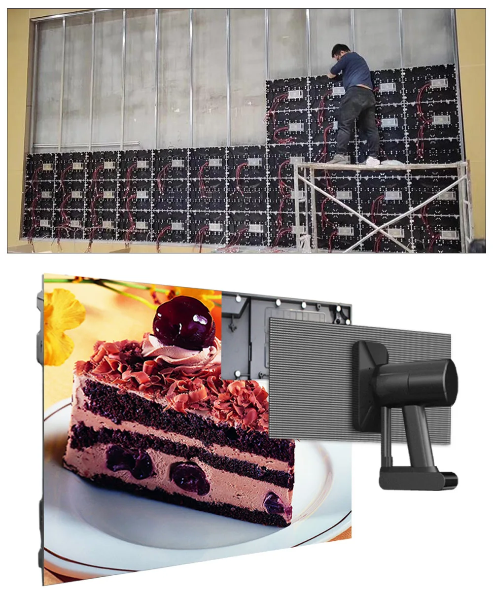 wall-mounted indoor LED display with front service access