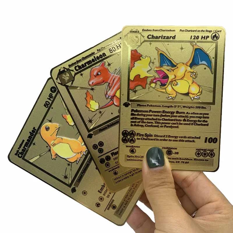 pokemon cards gold metal Pokémon card Resin Clear Metallic Color Medium Gold – Crystal Clover  Collectables main image 1
