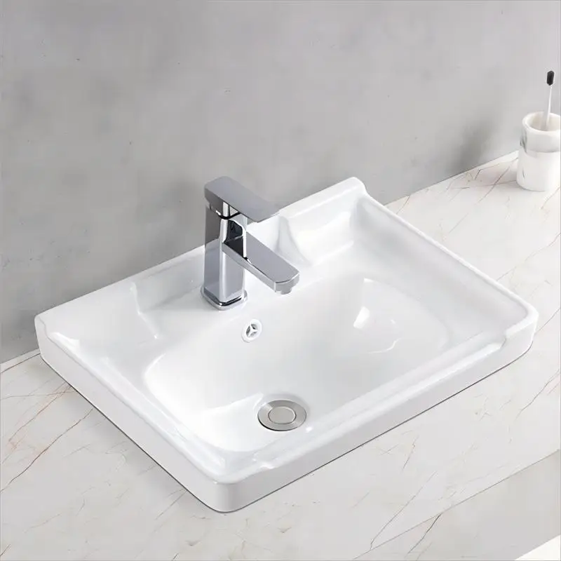 Classic Bathroom Lavatory Sink Wash Basin Porcelain Cabinet Basin White Ceramic Vanity Sink