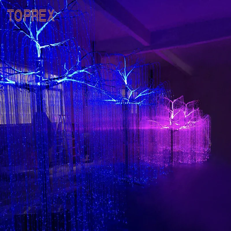 7 Color Changing Event Decoration Metal Trunk Fiber Optic Christmas Lighting Led Weeping Willow Tree Lighting
