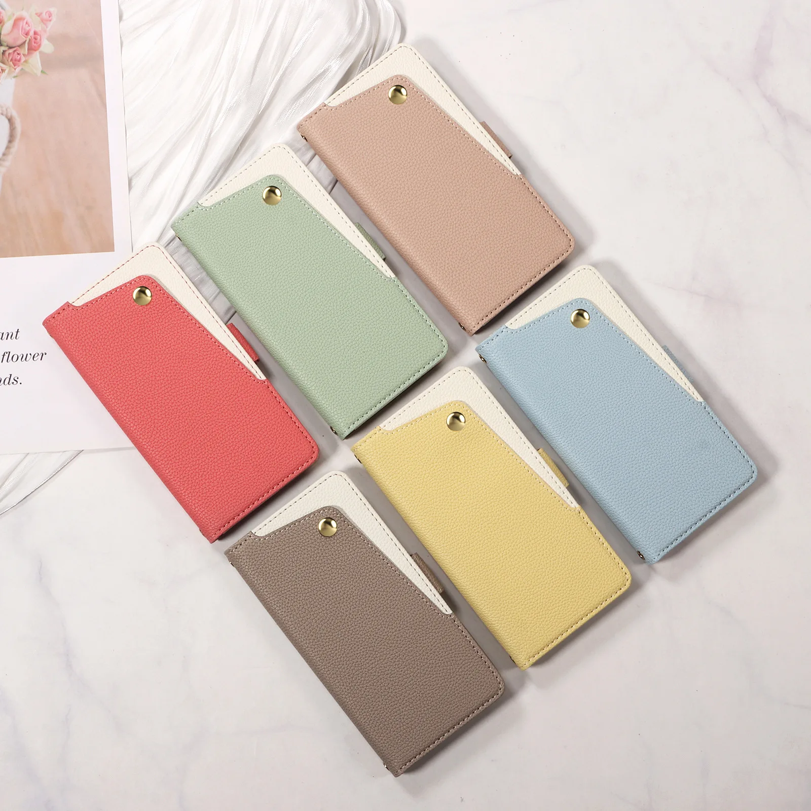 Luxury PU Leather Phone Case with Mirror for Samsung & iPhone