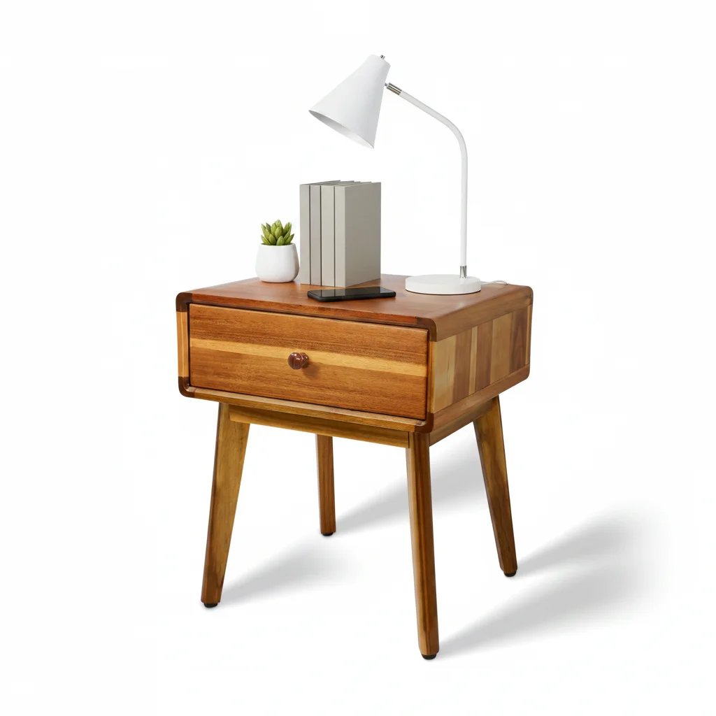 Wholesale Solid Wood Nightstand Acacia Wood End Table with Drawer for Living Room Bedroom and Small Spaces Luxury Furniture