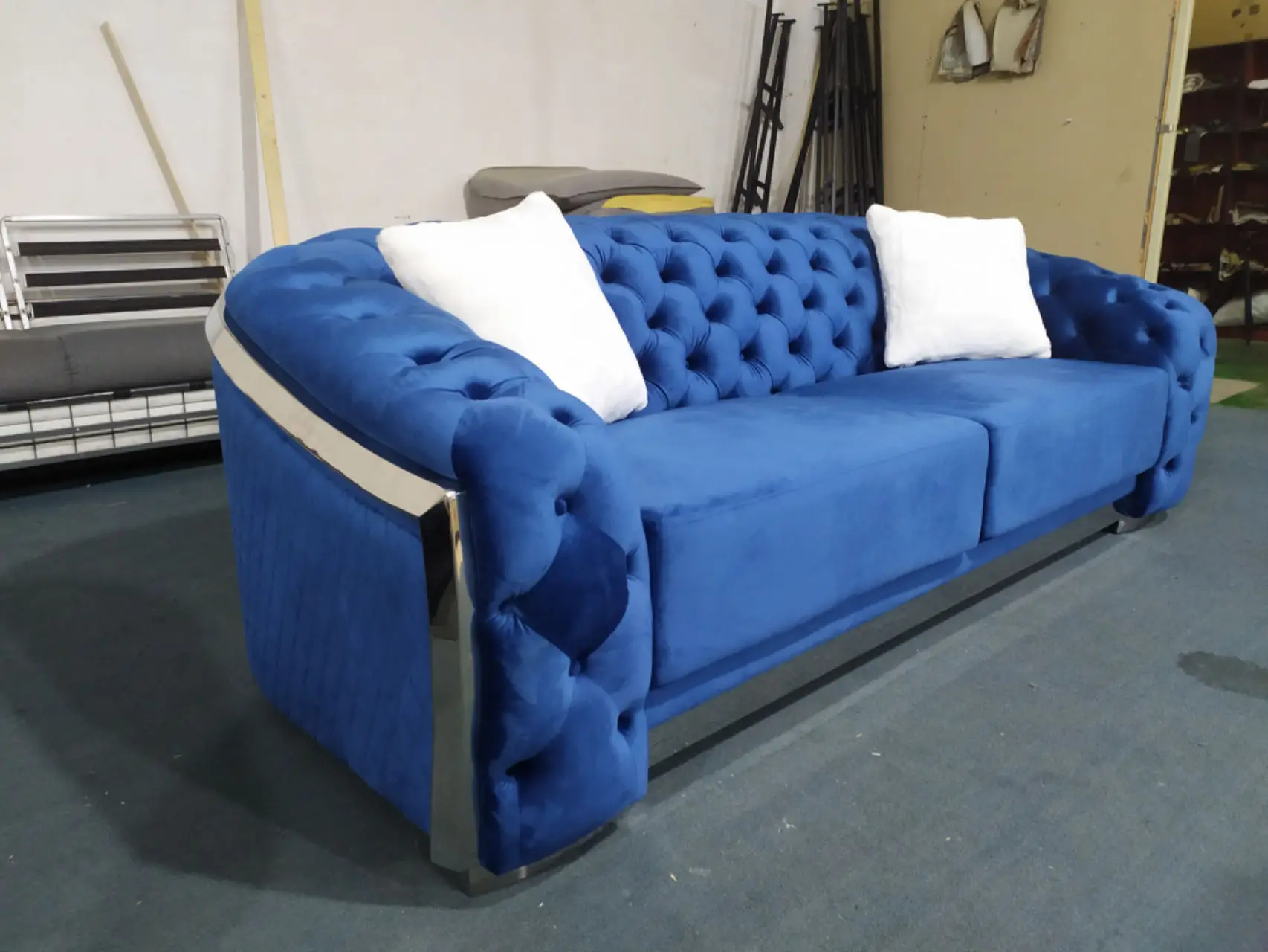 Luxury Home Furniture Sofa With Pillows Stainless Steel Frame Canapes