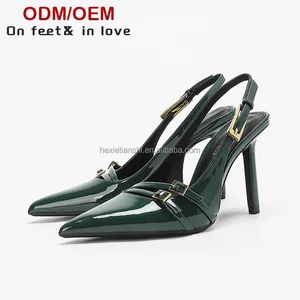 1211-26 Summer Fashion China Brand Slingback Sandals Pointed Toe Shallow Mouth Design Thin Heel Sandals High-Heeled Shoes