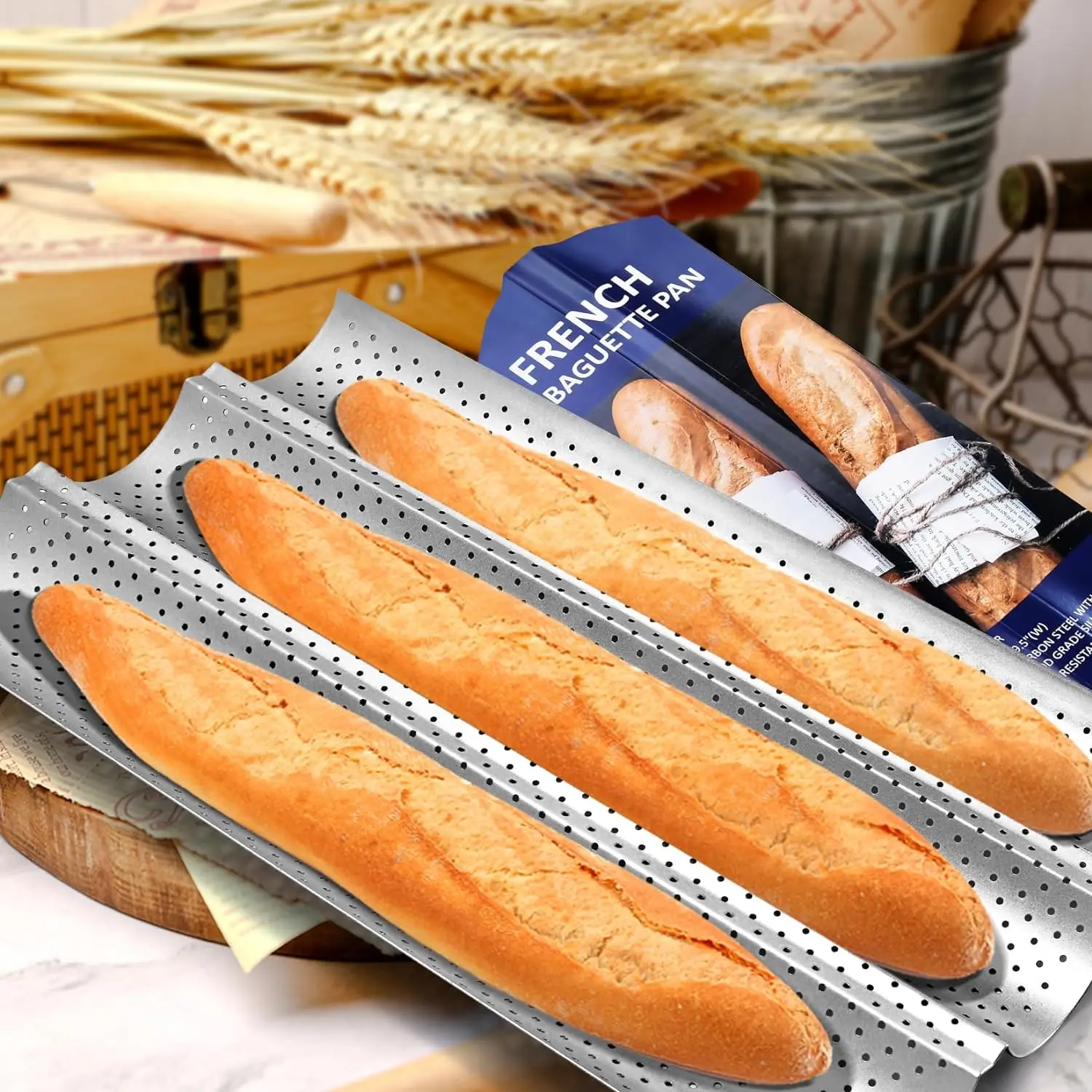Nonstick Baguette Pans No Coating Coming Off Perforated 4 Loaves French Bread Pan Baguettes