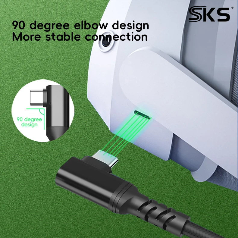 USB Type C Cable 1M 2M Nylon Braided 90 Degree 60W Fast Charging 5Gbps Data Transfer For For 2 3 MacBook IOS Computer_voghion.com