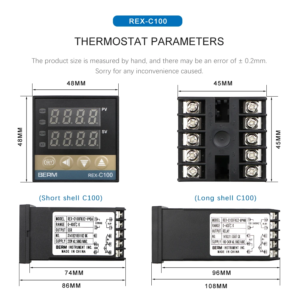 REX-C100 Multiple Input Digital Display Thermostat SSR/Relay Output for Oven/industry PID Intelligent Temperature Controller