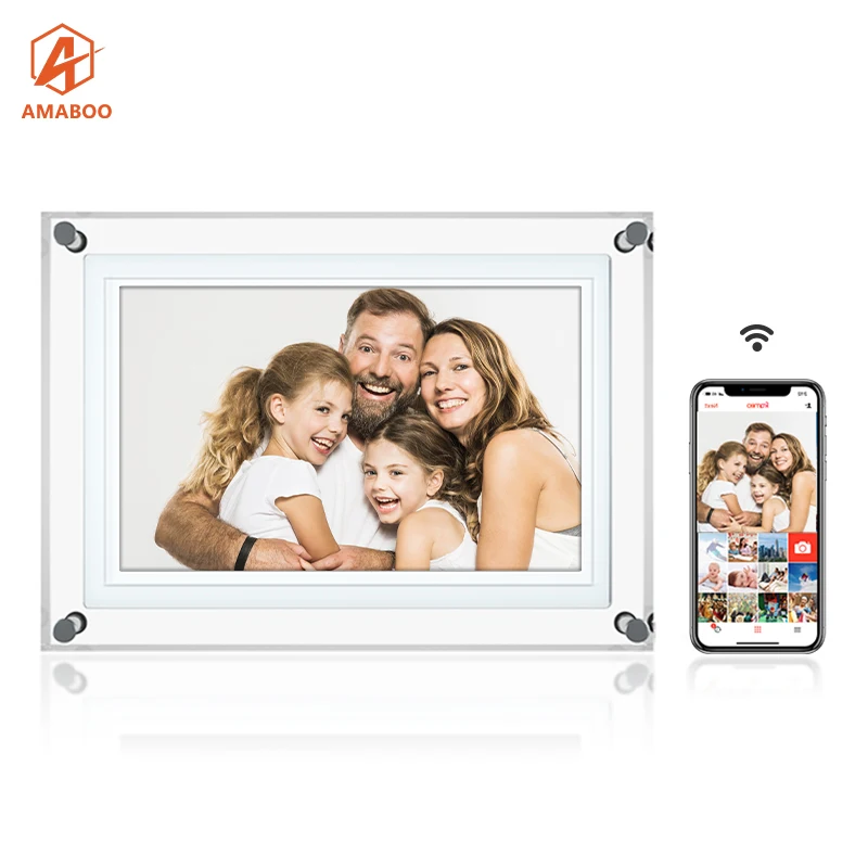 AMABOO Acrylic WiFi Digital Photo Frame with Video Playback & MP3 Support-5/7/10.1 Inch Sizes-Mother's Day Gift