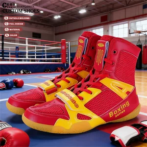Custom Manufacture Indoor Sports Training Shoes Male Comfortable Lace-up Wrestling Shoes Boots Sneaker Professional Boxing Shoes